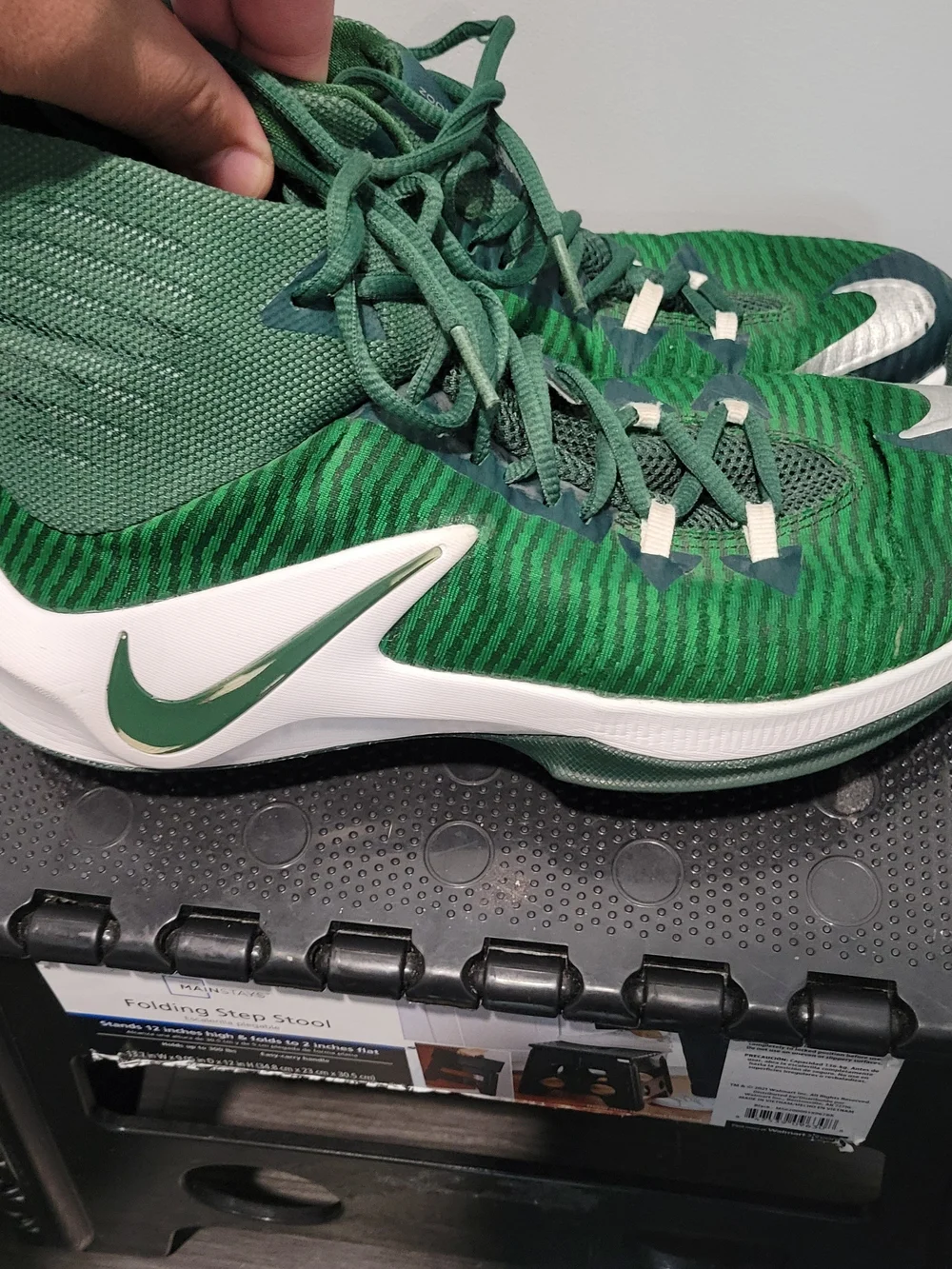 Nike Zoom Clear Out  Green Silver White High Top Men's Basketball Shoes Sz 7.5
